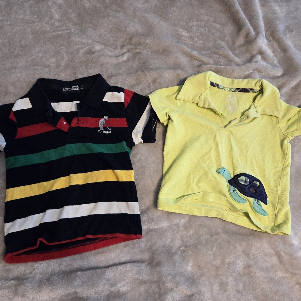 2 short sleeve collared polo shirts - size 18 month